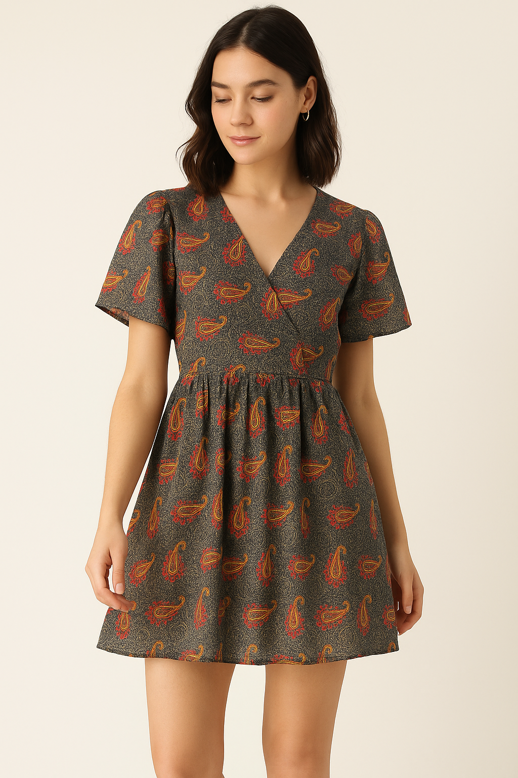 Red Paisley Pure Cotton Printed Fabric Material