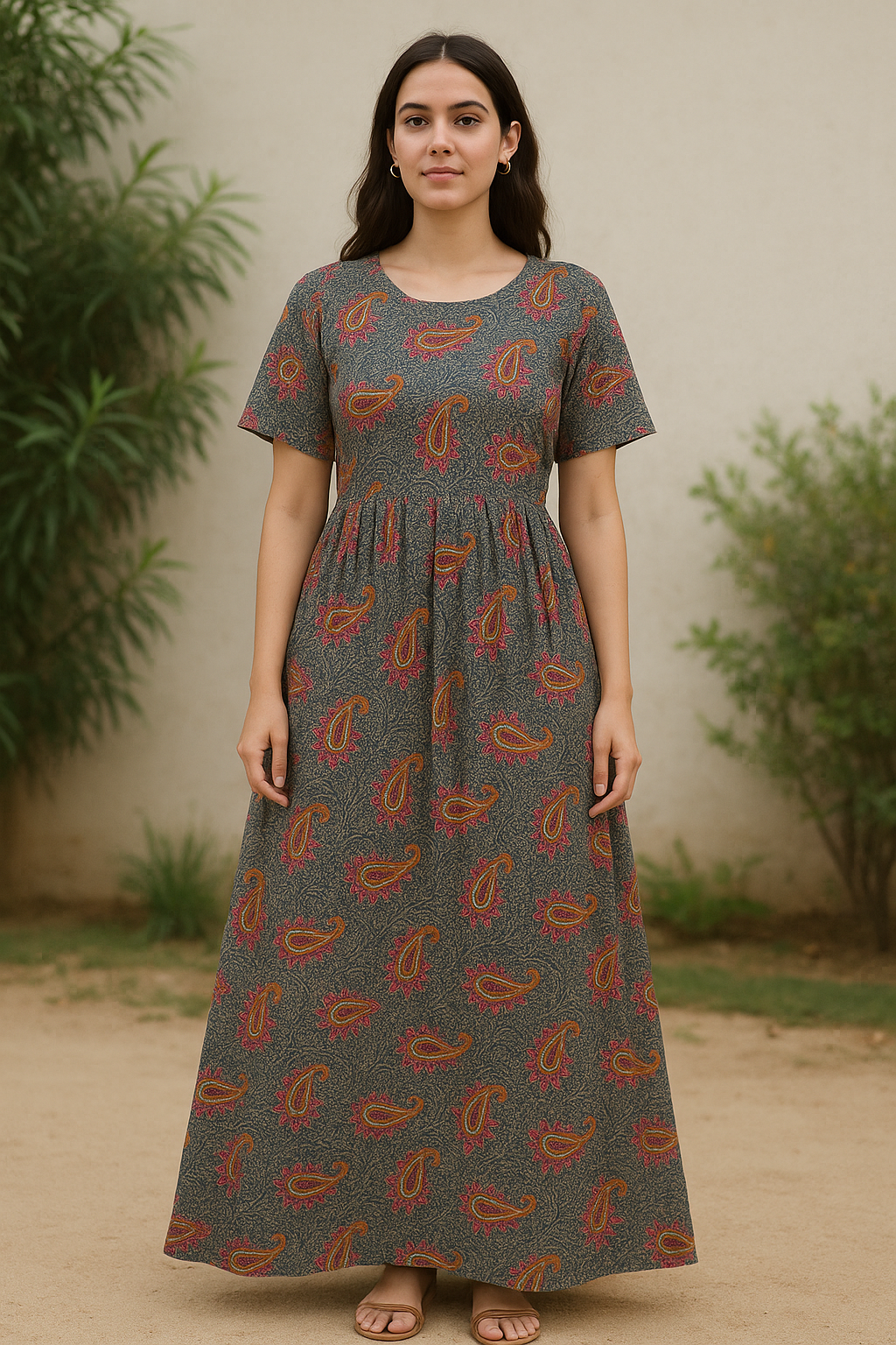 Red Paisley Pure Cotton Printed Fabric Material