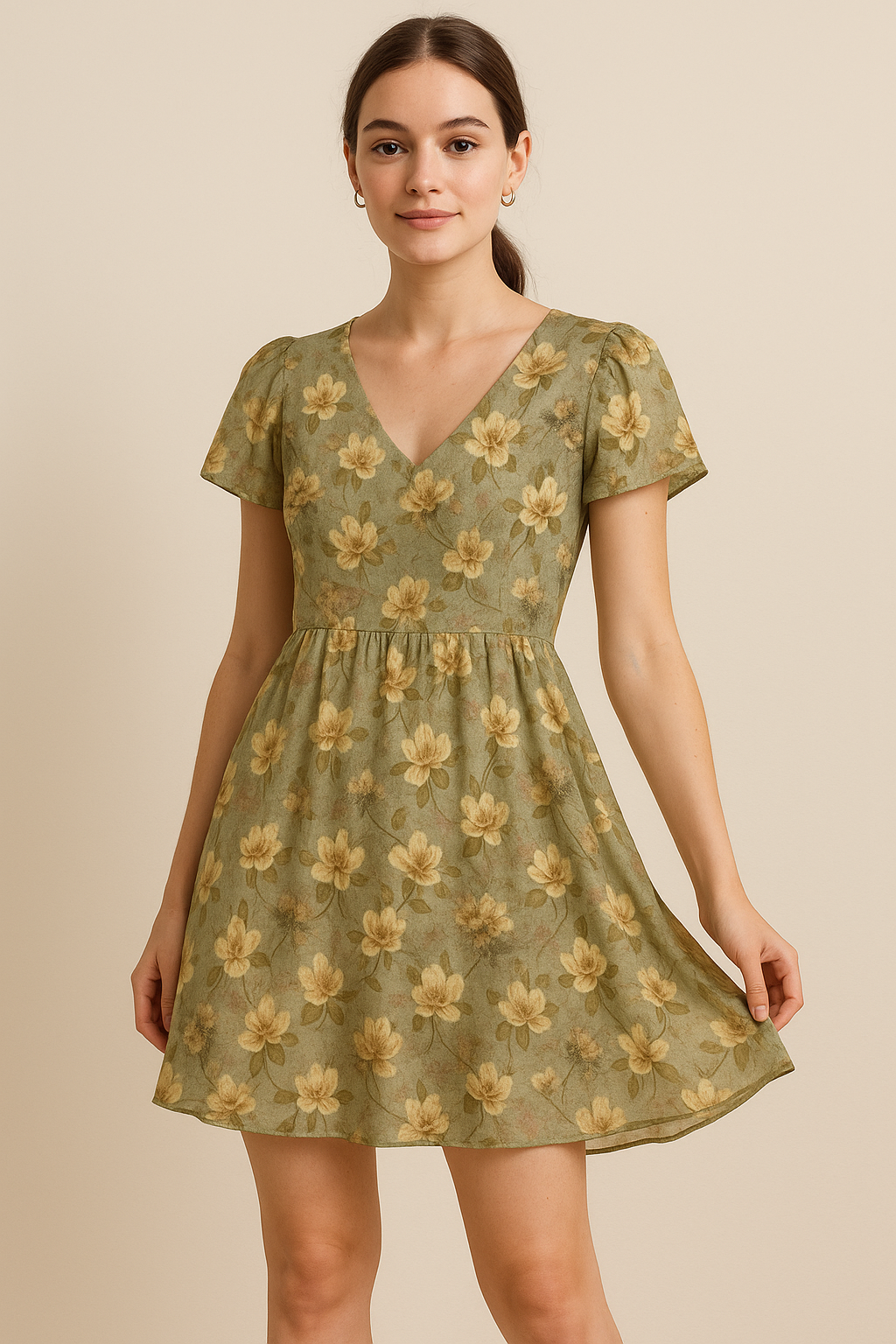 Green Gray Pure Cotton Printed Fabric Material