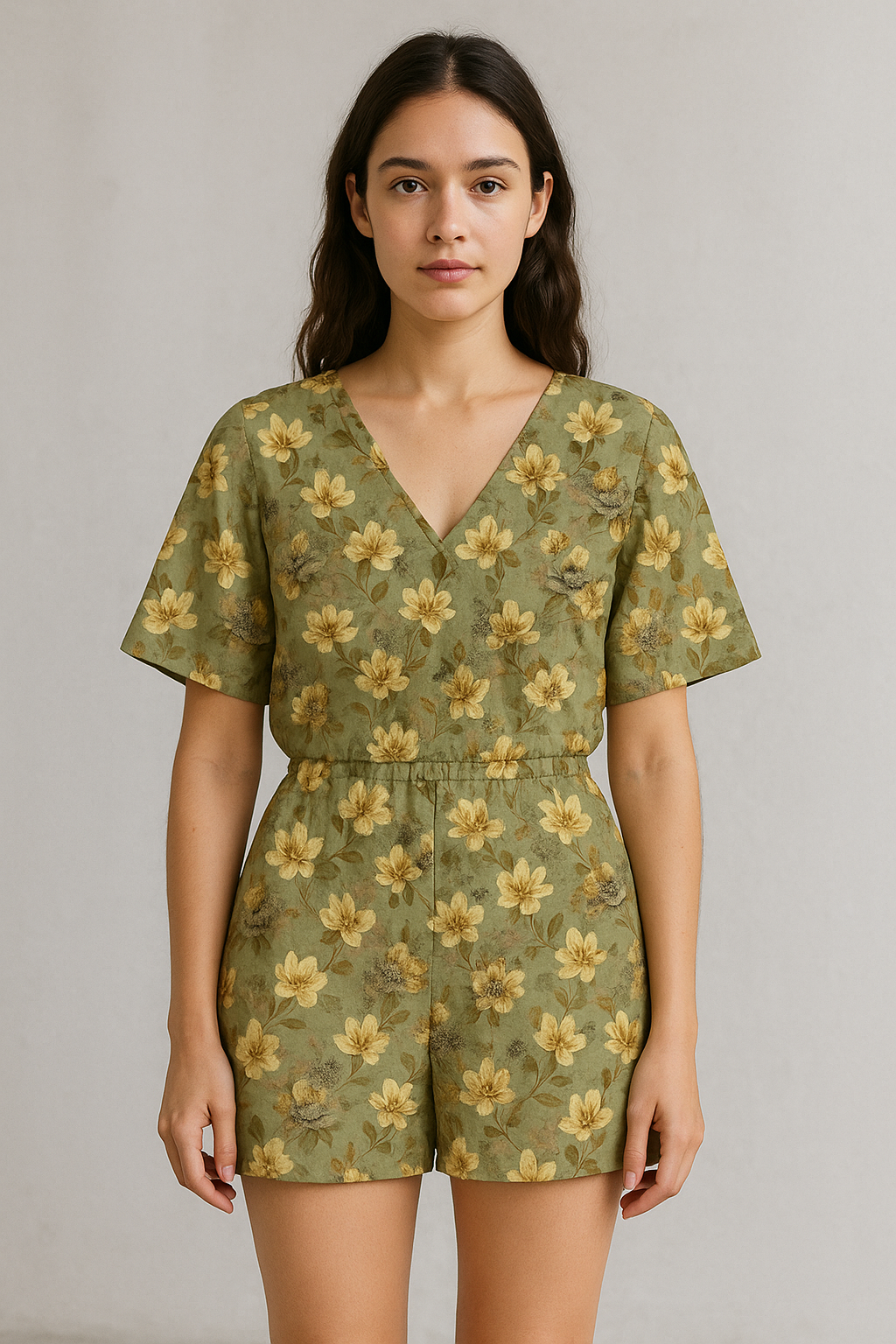 Green Gray Pure Cotton Printed Fabric Material