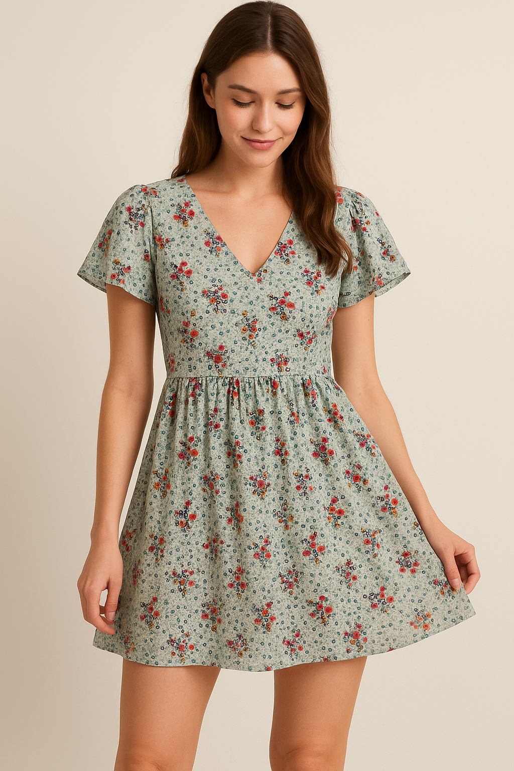 Sky Blue Flower Pure Cotton Printed Fabric Material