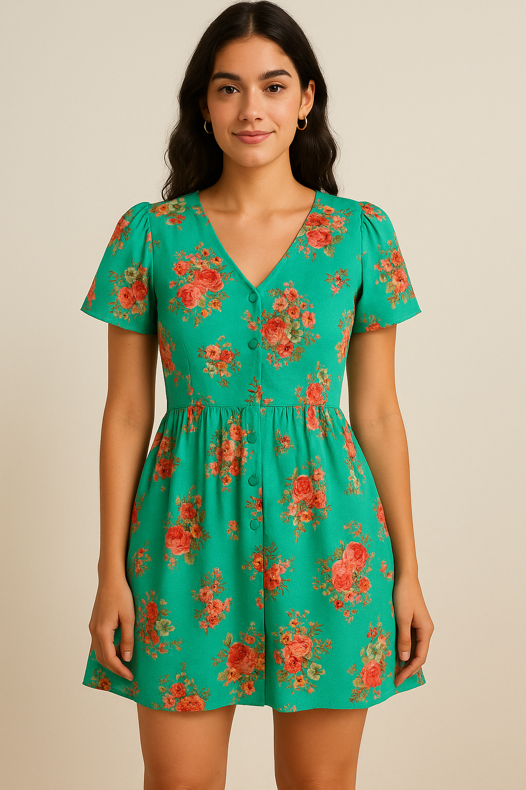 Mediumseagreen Floral Pure Cotton Printed Fabric Material