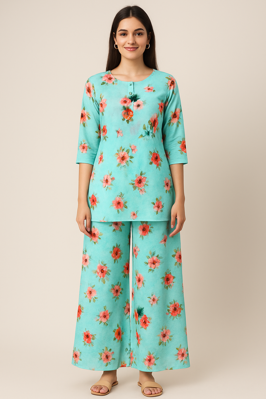 Baby Pink Floral Pure Cotton Printed Fabric Material