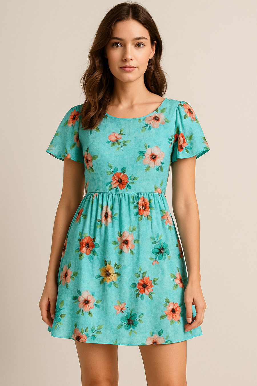 Baby Pink Floral Pure Cotton Printed Fabric Material