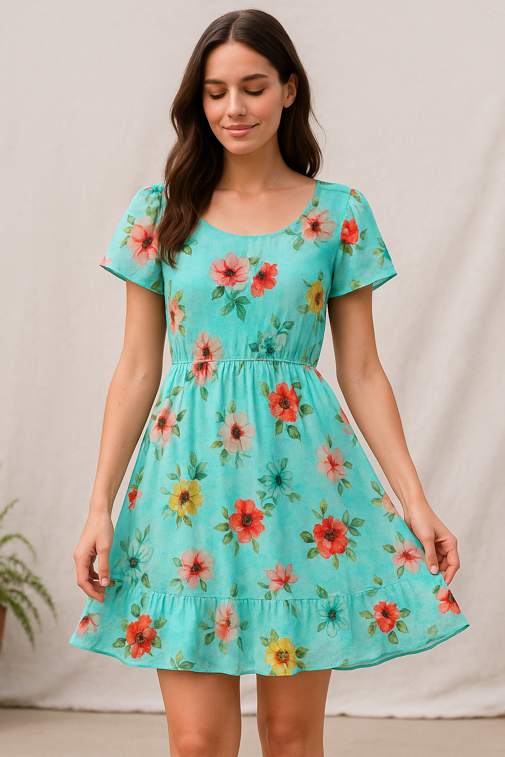 Baby Pink Floral Pure Cotton Printed Fabric Material