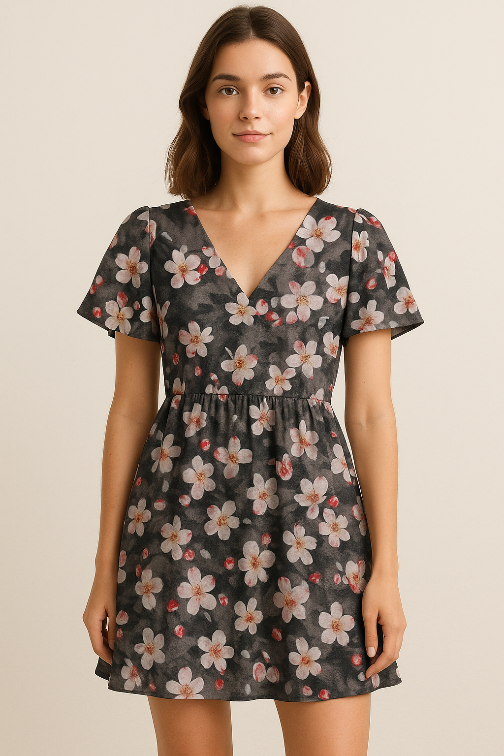 Black Watercolor Pure Cotton Printed Fabric Material