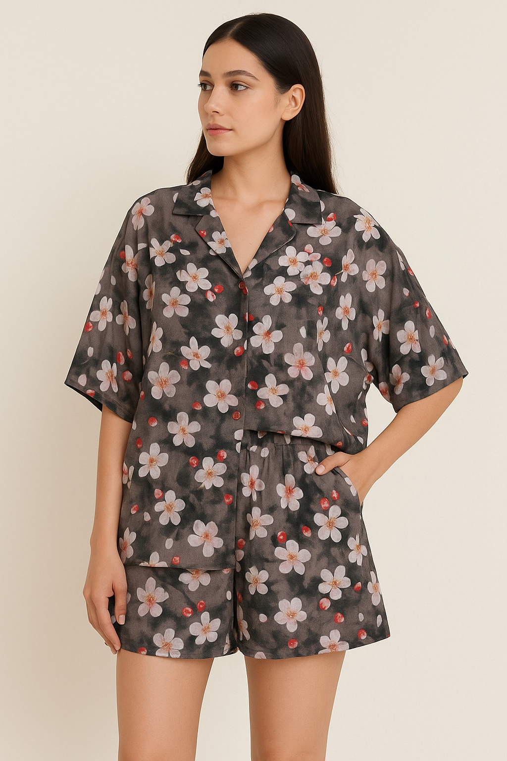 Black Watercolor Pure Cotton Printed Fabric Material