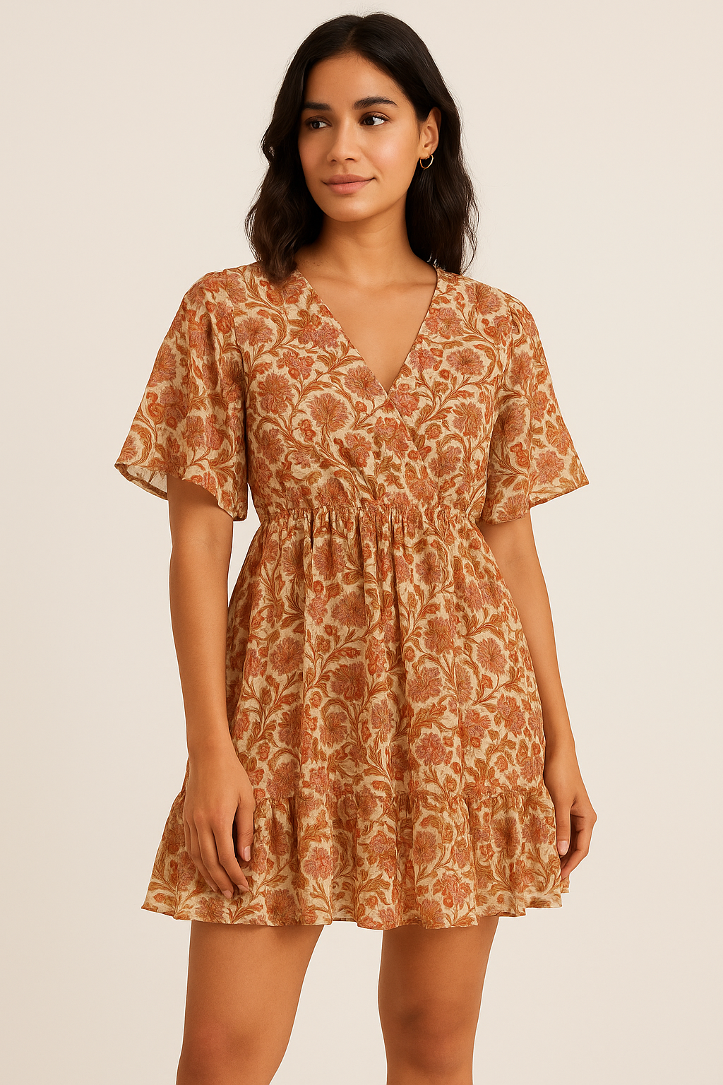 Cream Acanthus Pure Cotton Printed Fabric Material