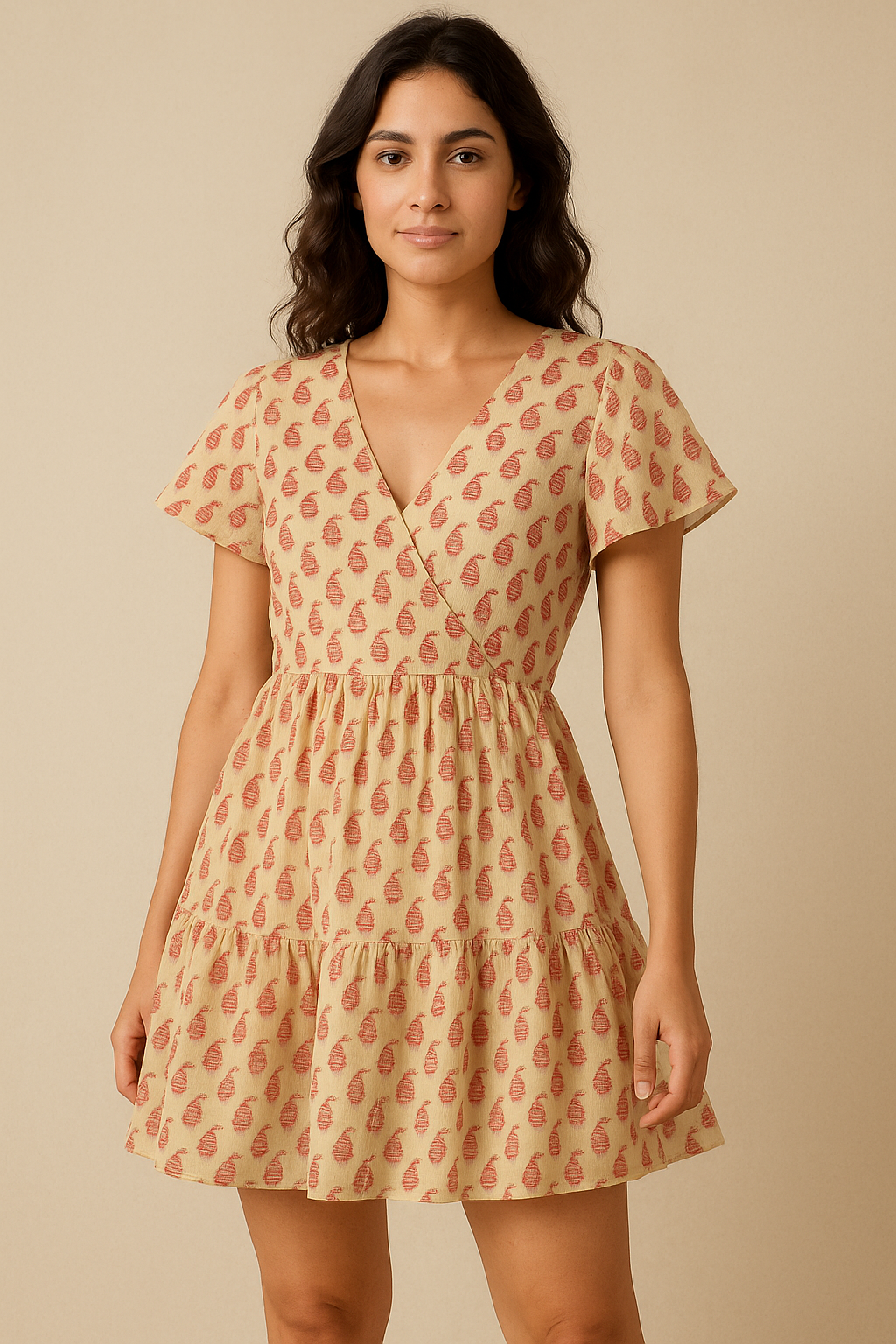 Cream Autumnal Pure Cotton Printed Fabric Material