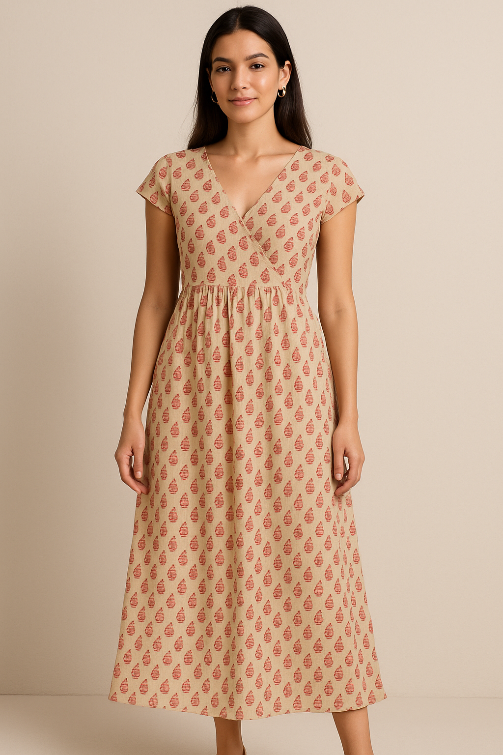 Cream Autumnal Pure Cotton Printed Fabric Material