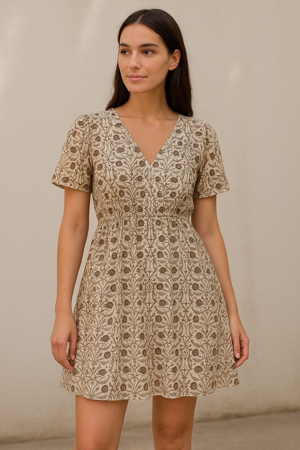 Brown Toile de jouy Pure Cotton Printed Fabric Material