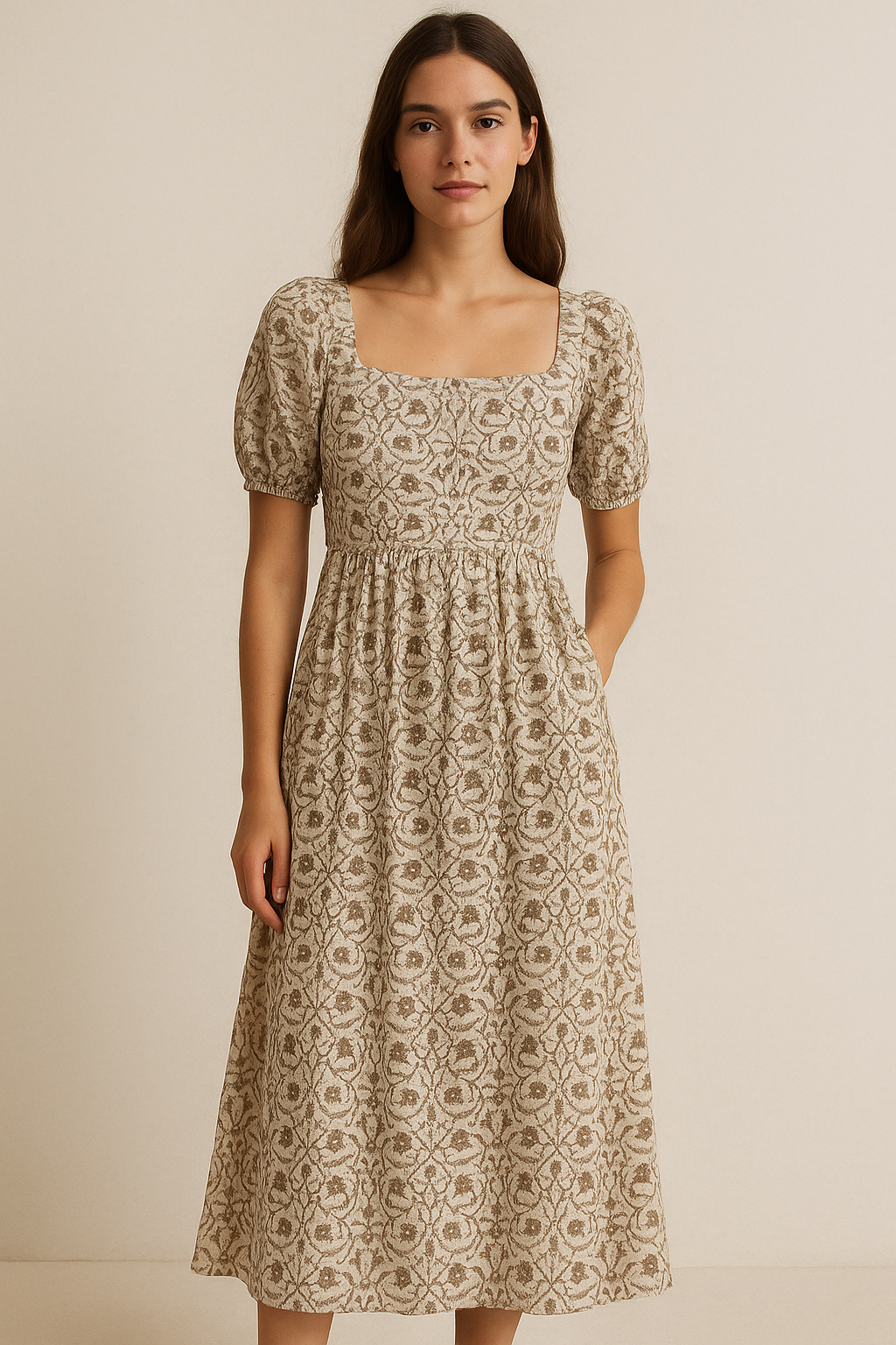 Brown Toile de jouy Pure Cotton Printed Fabric Material