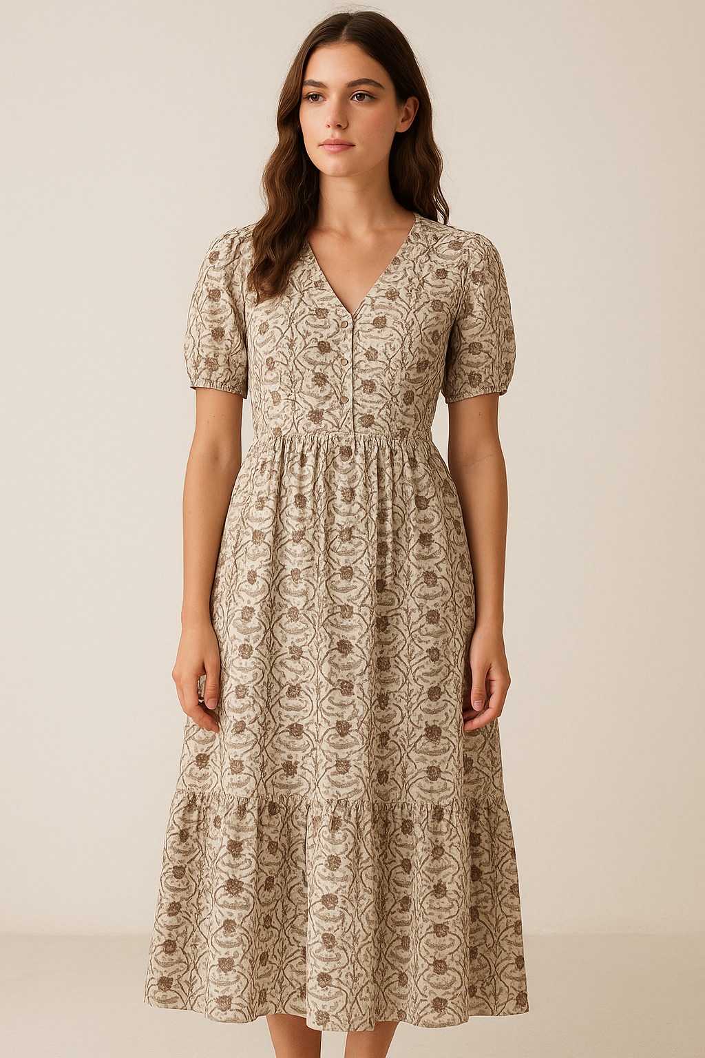 Brown Toile de jouy Pure Cotton Printed Fabric Material