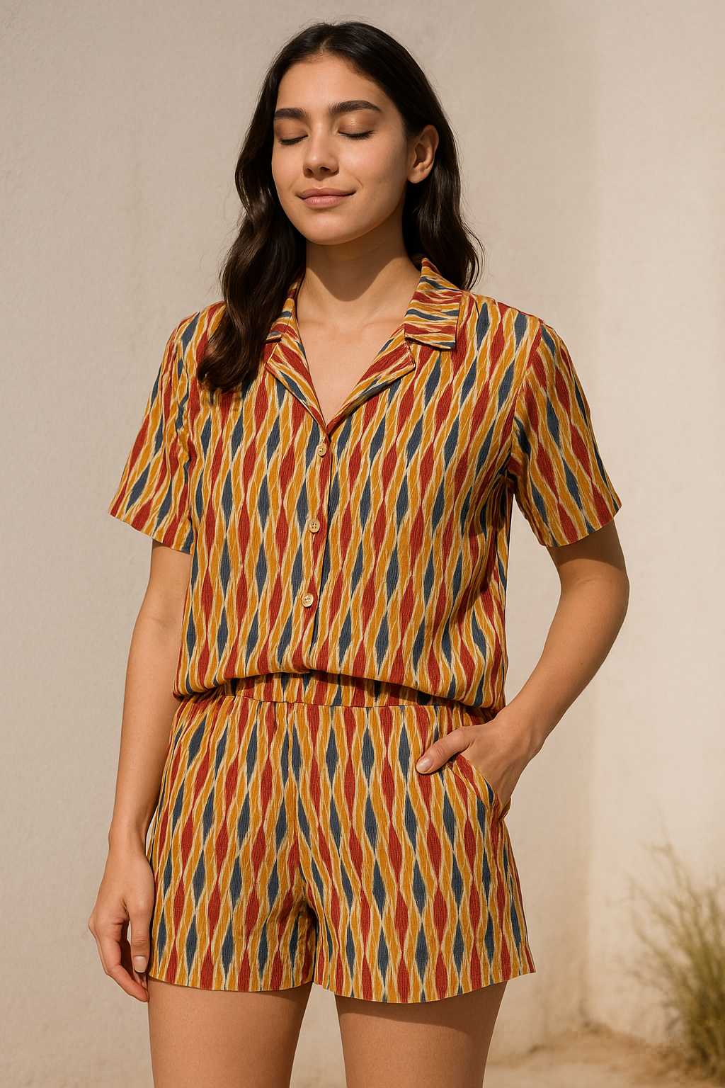 Beautiful Multicolour Ikat Digital Printed Fabric - Pure Cotton