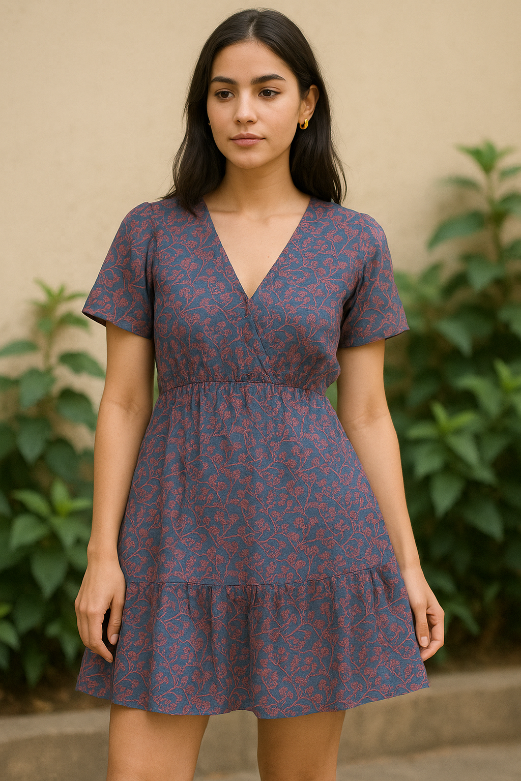 Winter Fallen Red Branches Digital Printed Fabric - Pure Cotton