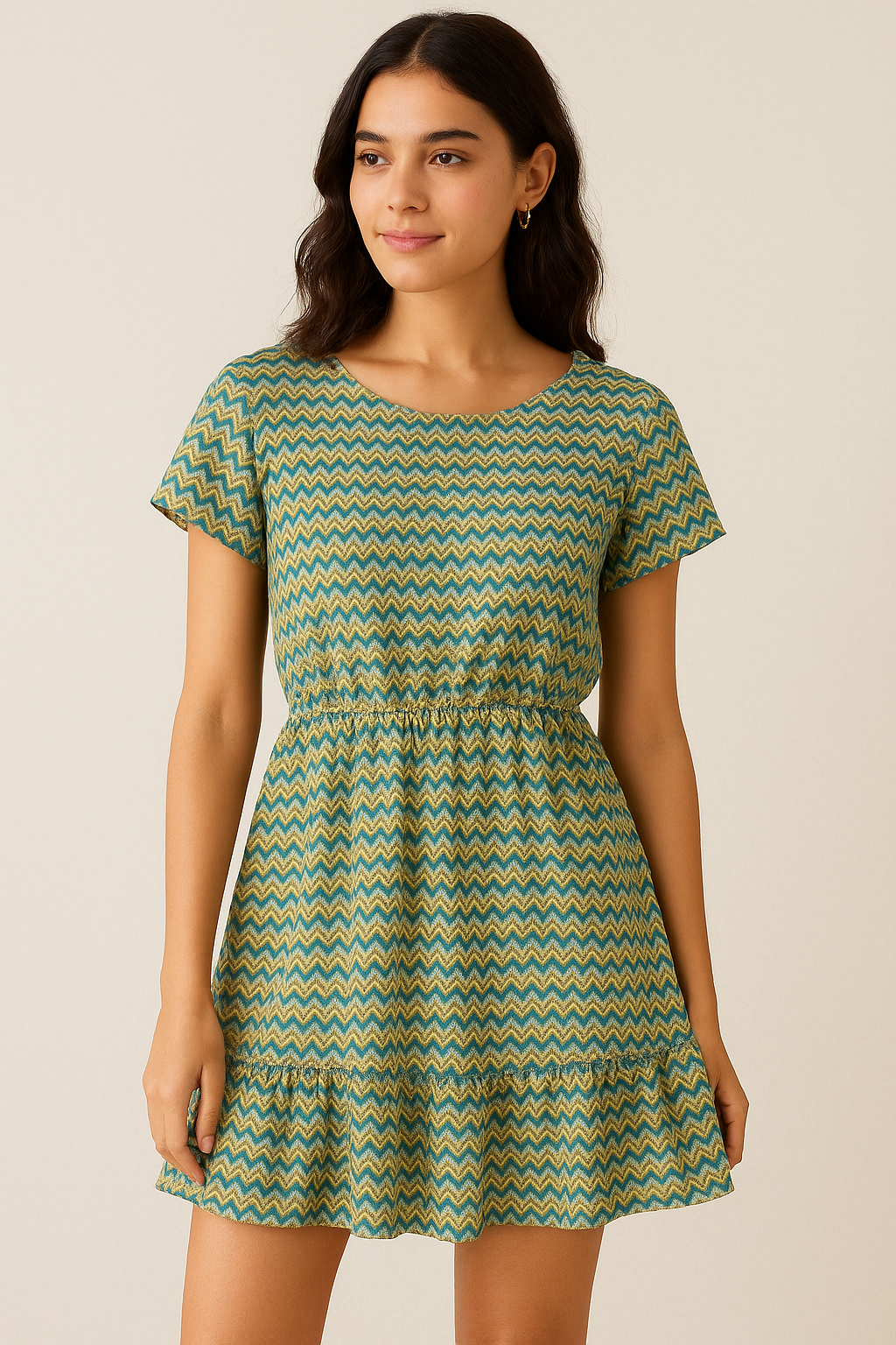 Morden Multicolour Glitch Zigzag Digital Printed Fabric - Pure Cotton