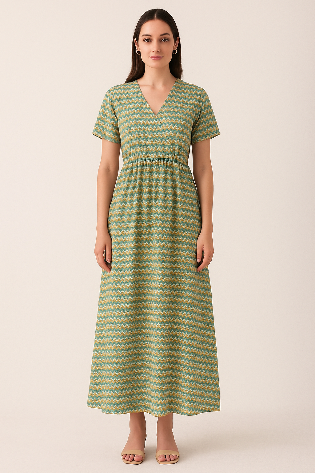 Morden Multicolour Glitch Zigzag Digital Printed Fabric - Pure Cotton