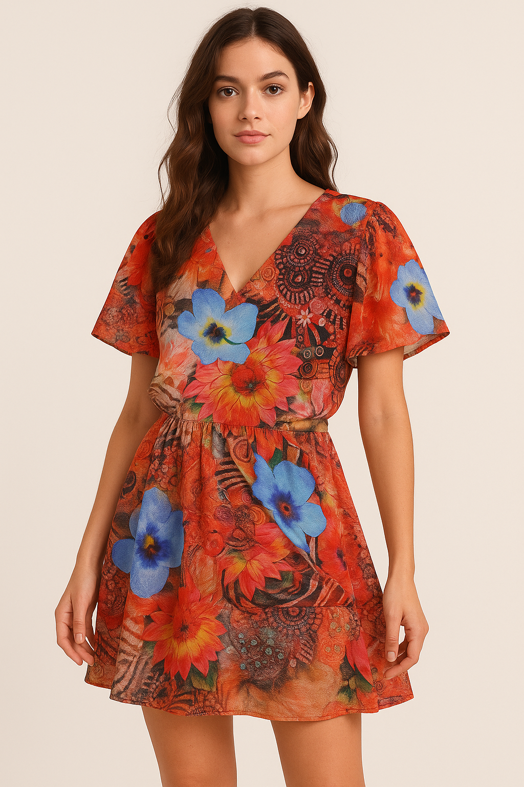 Shells And Flowers Digital Printed Fabric - Pure Cotton