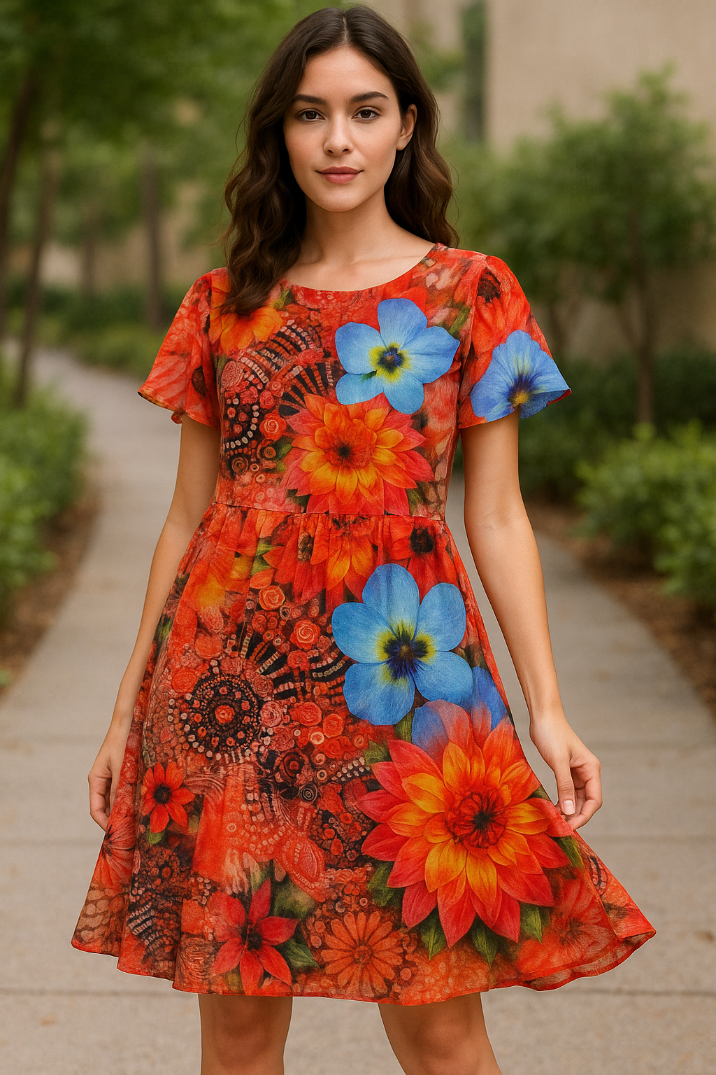 Shells And Flowers Digital Printed Fabric - Pure Cotton