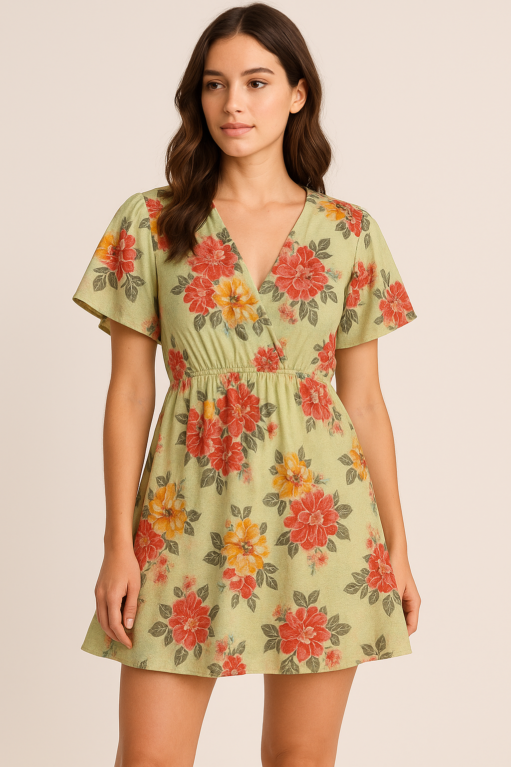 Colorful Floral Yellow Base Digital Printed Fabric - Pure Cotton