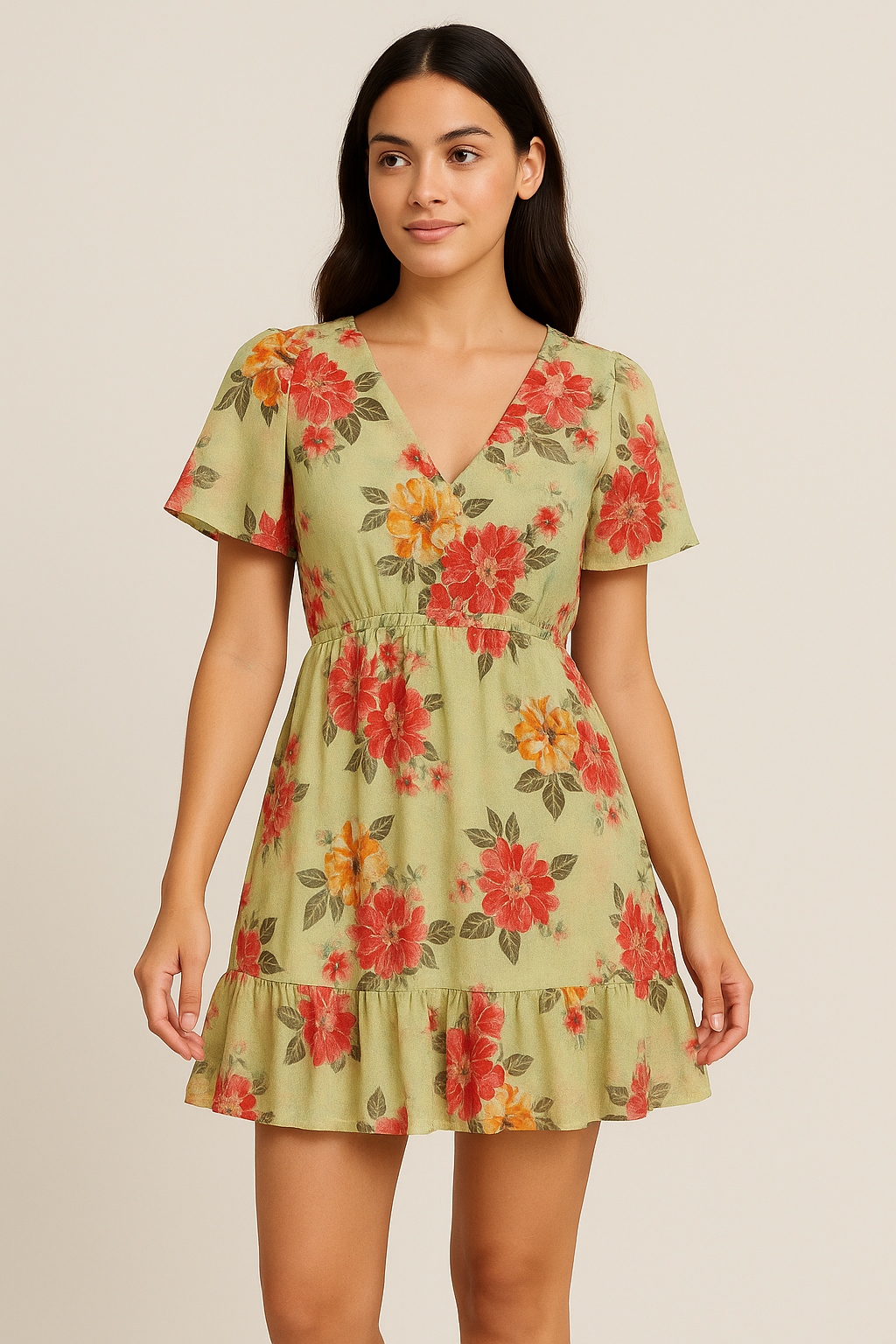 Colorful Floral Yellow Base Digital Printed Fabric - Pure Cotton