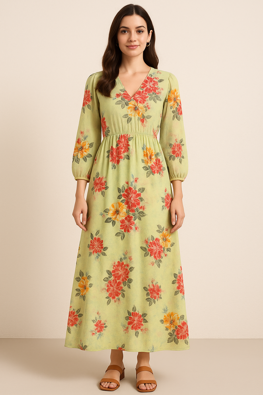 Colorful Floral Yellow Base Digital Printed Fabric - Pure Cotton