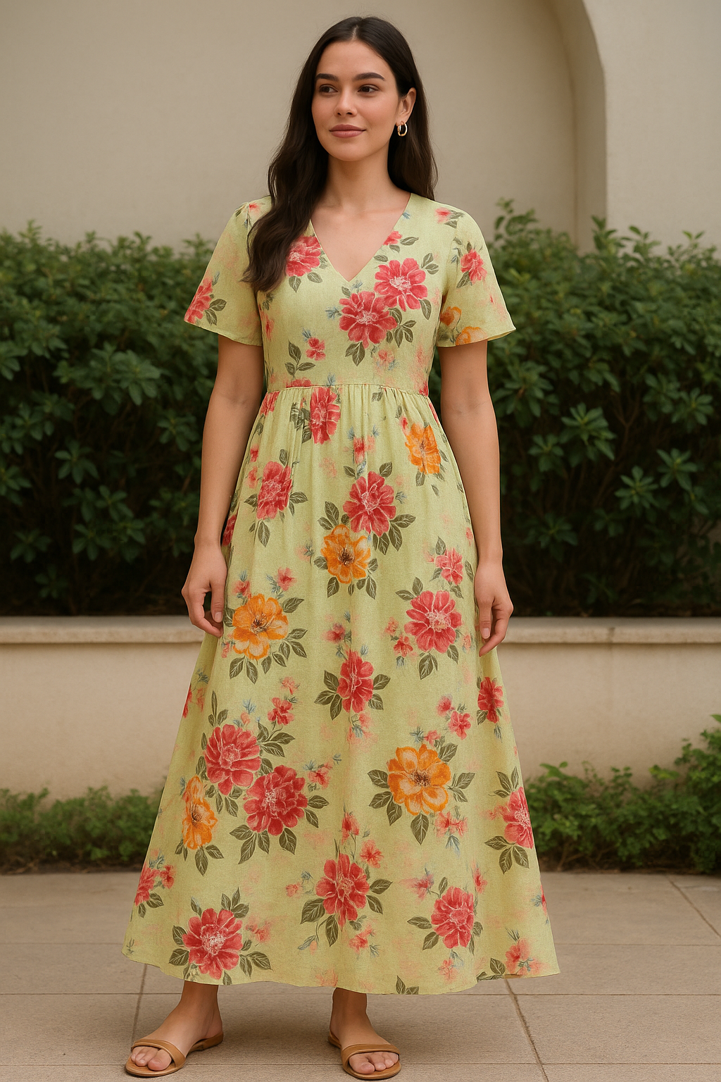 Colorful Floral Yellow Base Digital Printed Fabric - Pure Cotton