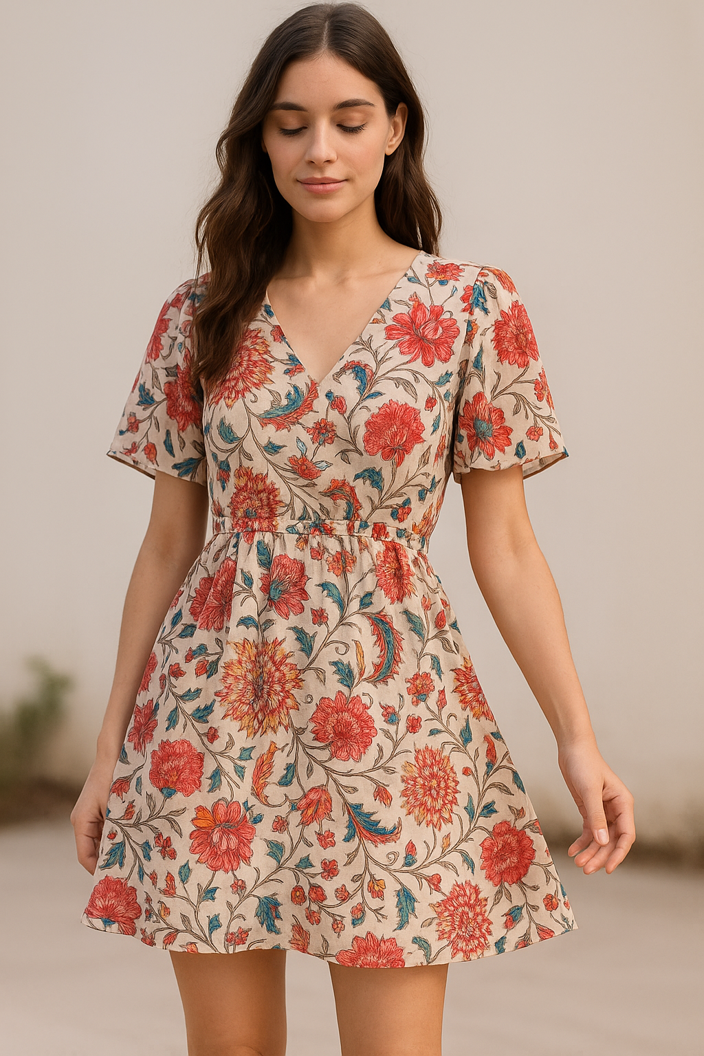 Damask Multi-Color Digital Printed Fabric - Pure Cotton