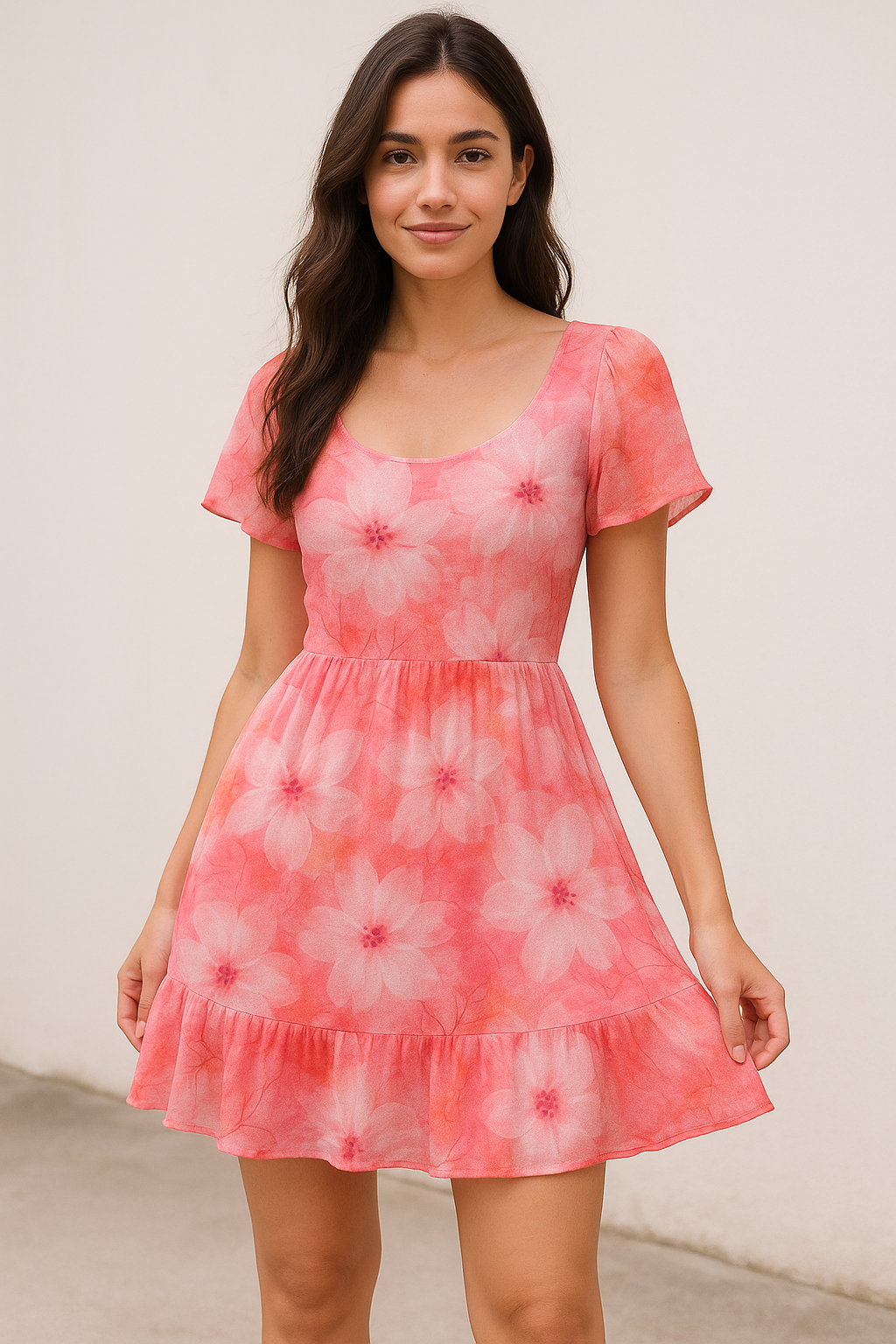 Beautiful Red Floral Digital Printed Fabric - Pure Cotton