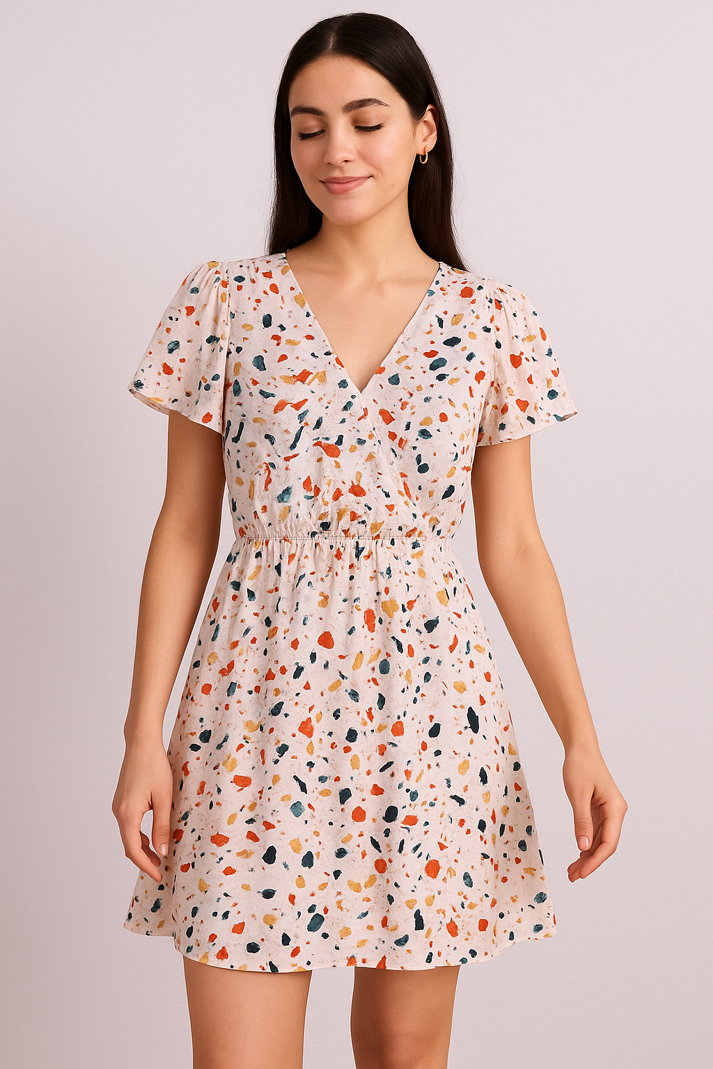 White Galay Stones Digital Printed Fabric - Pure Cotton