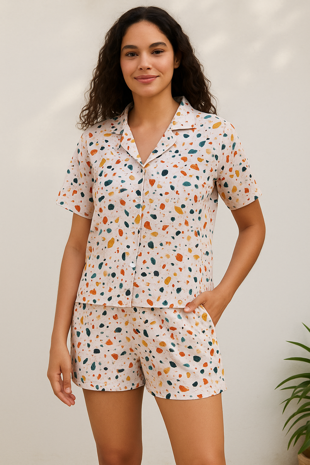 White Galay Stones Digital Printed Fabric - Pure Cotton