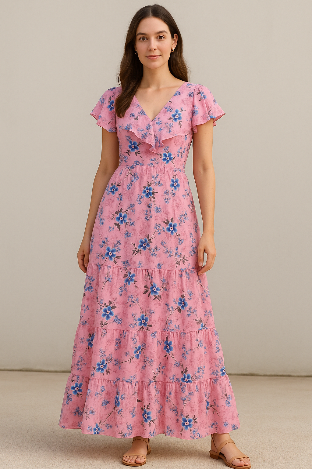 Dark Pink With Purple Petunia Flower Digital Printed Fabric - Pure Cotton