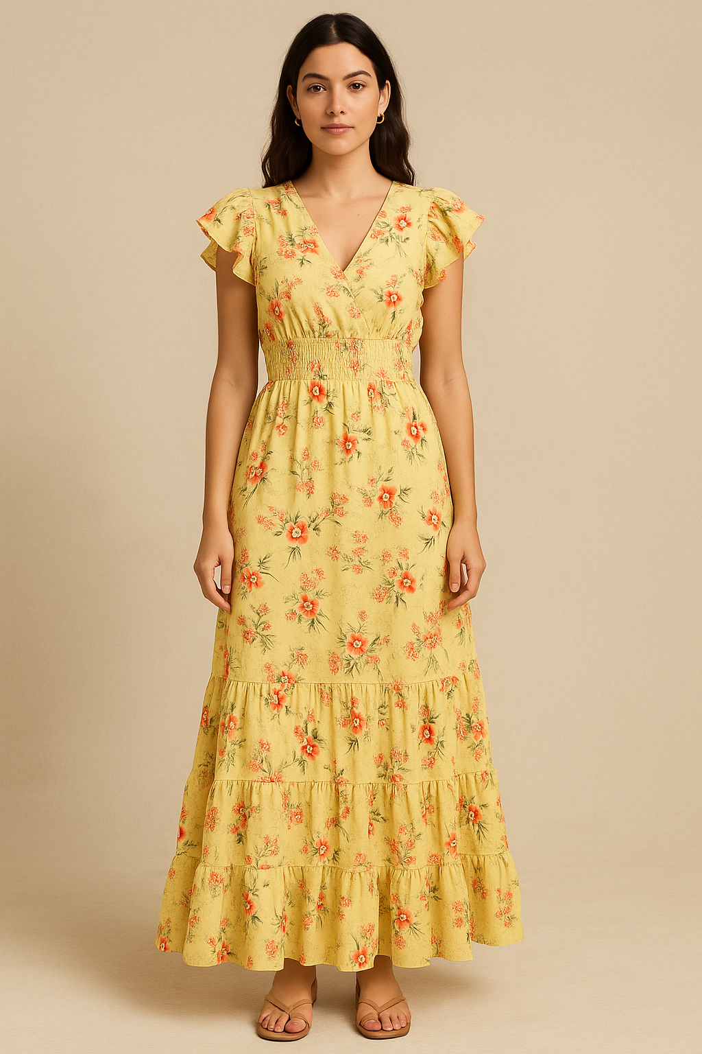 Green Garnet Leaves Red Floral Flower Digital Printed Fabric - Pure Cotton