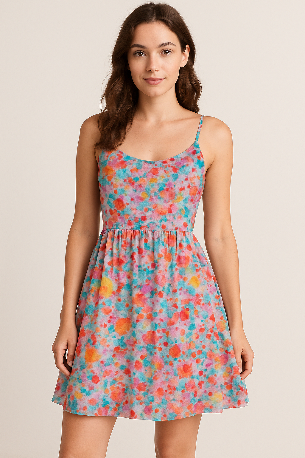 Watercolour Paint Art Of Doted Digital Printed Fabric - Pure Cotton