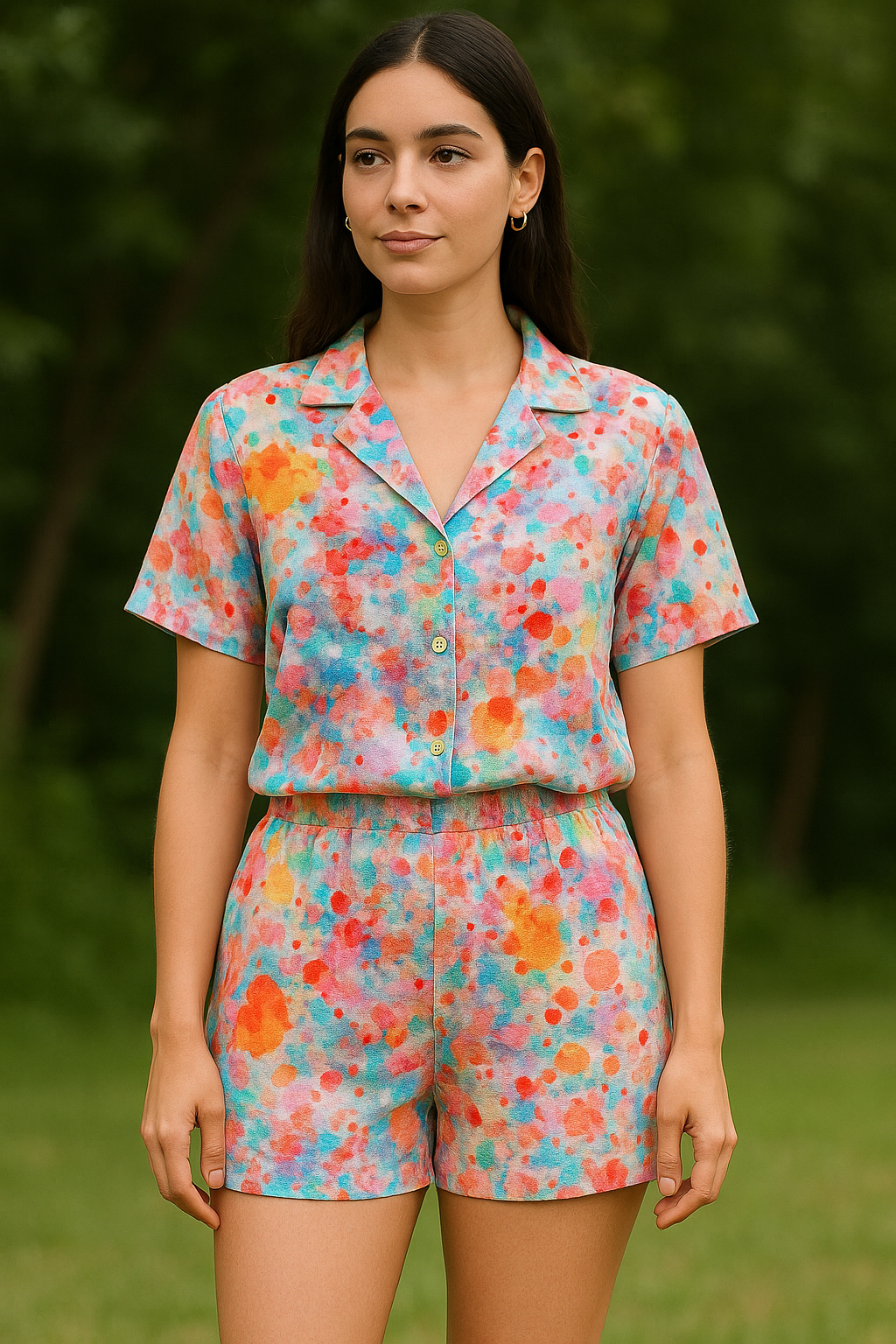 Watercolour Paint Art Of Doted Digital Printed Fabric - Pure Cotton