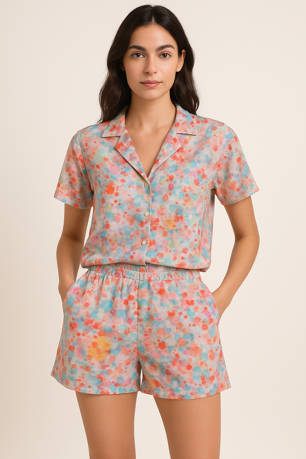 Watercolour Paint Art Of Doted Digital Printed Fabric - Pure Cotton