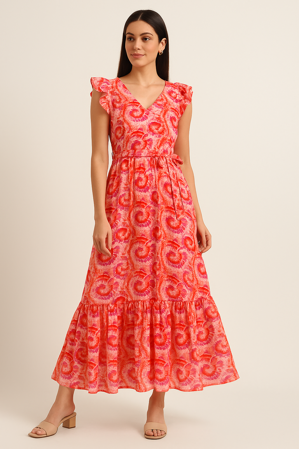 Multicolour Spiral Chain Tiny And Big Digital Printed Fabric - Pure Cotton