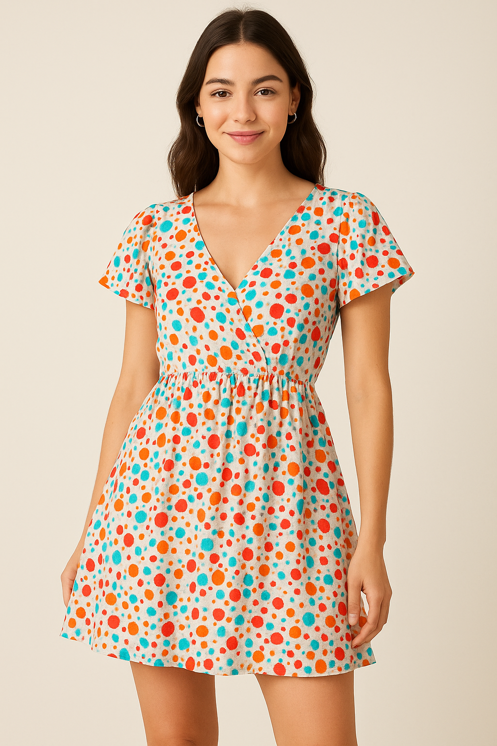 Spread Colour Of Rainbow Spot Digital Printed Fabric - Pure Cotton