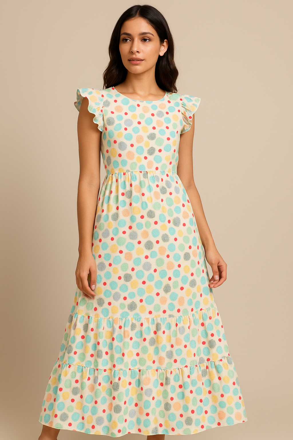 Tiny Bubble Lining With Multicolour Doted Circle Digital Printed Fabric - Pure Cotton