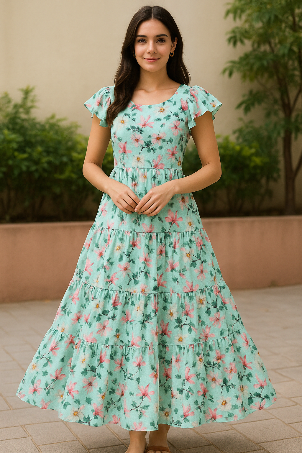 Beautiful Lily With White Daisy Flower Digital Printed Fabric - Pure Cotton