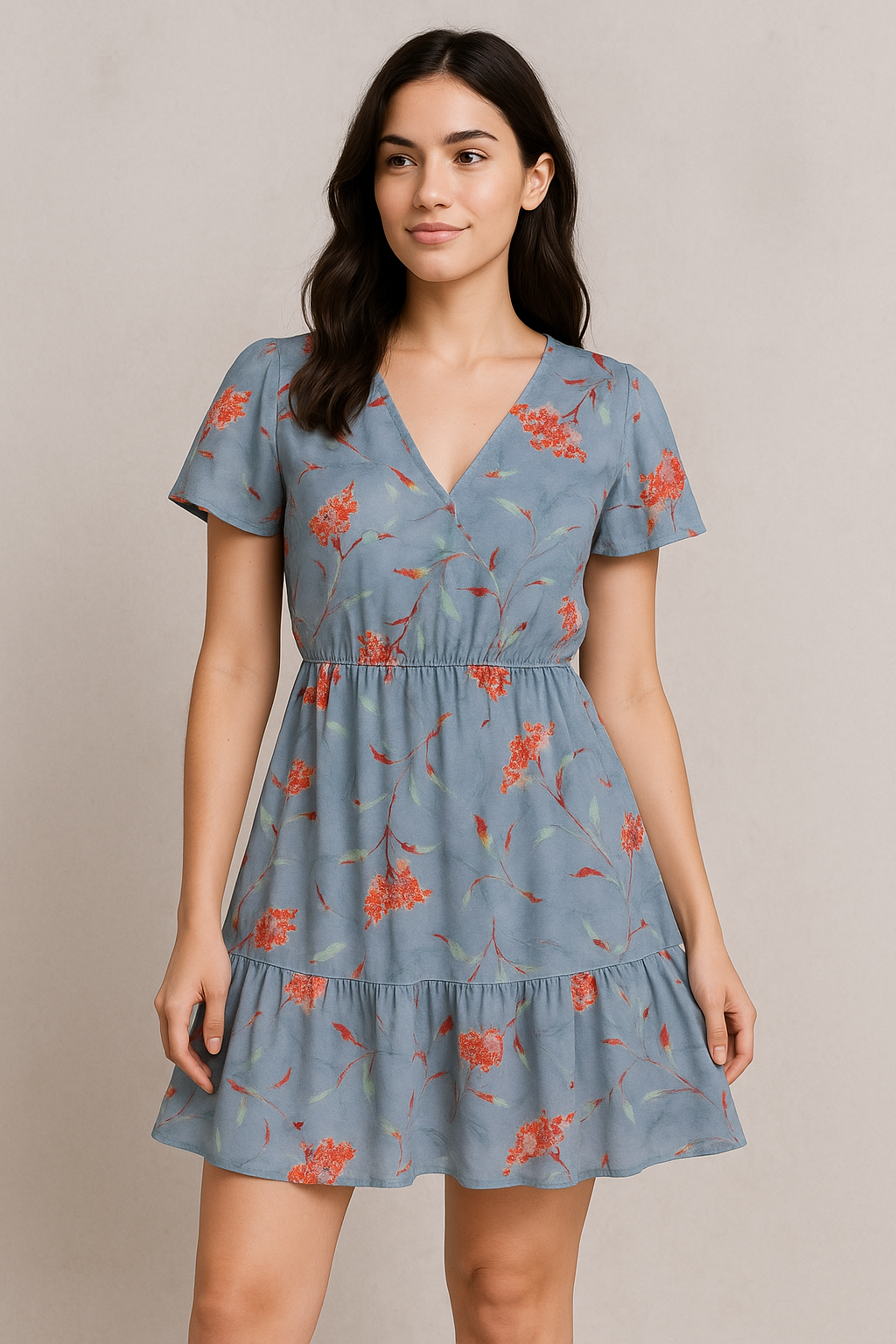 Watercolour Brown And Gray Colour Colico Flower Digital Printed Fabric - Pure Cotton