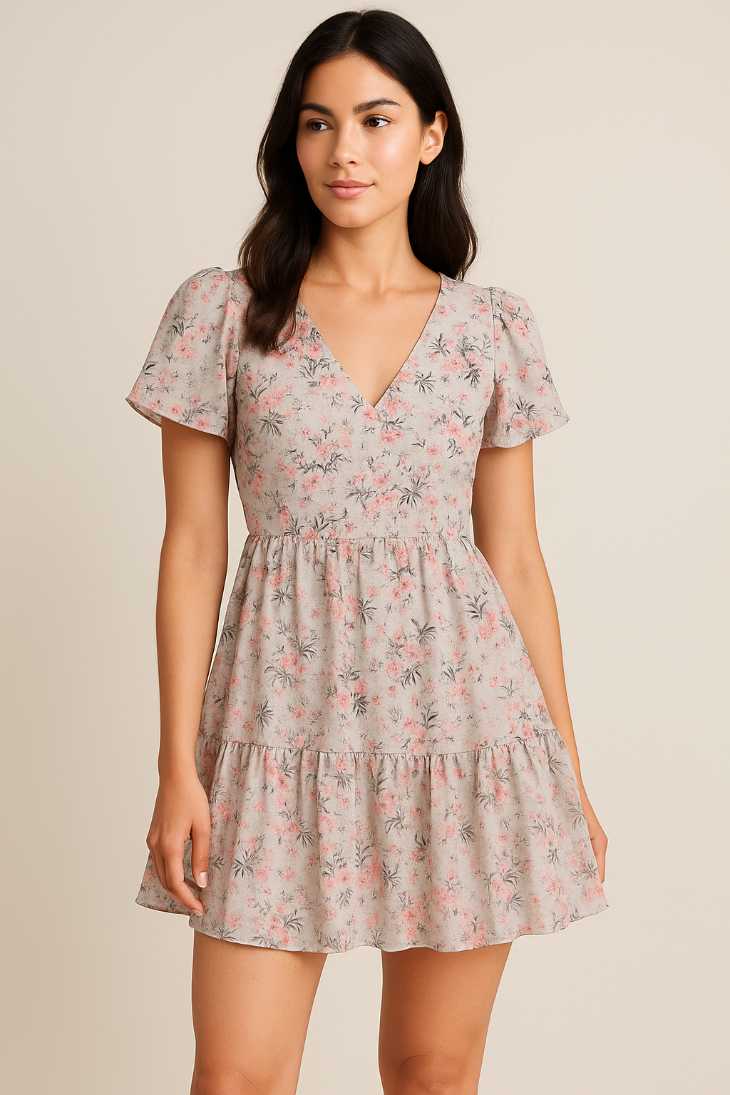 Watercolour Iris Flower With Green Leaves Digital Printed Fabric - Pure Cotton