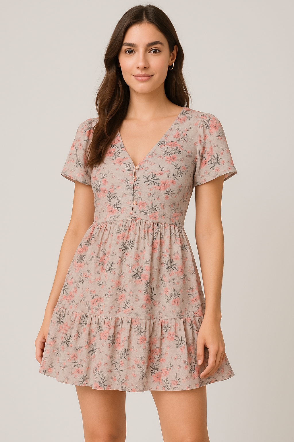 Watercolour Iris Flower With Green Leaves Digital Printed Fabric - Pure Cotton