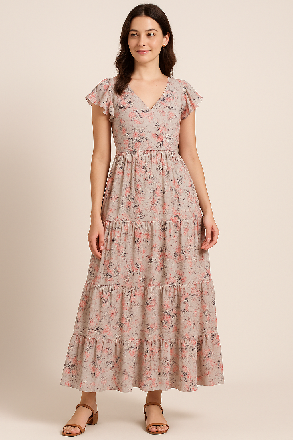 Watercolour Iris Flower With Green Leaves Digital Printed Fabric - Pure Cotton