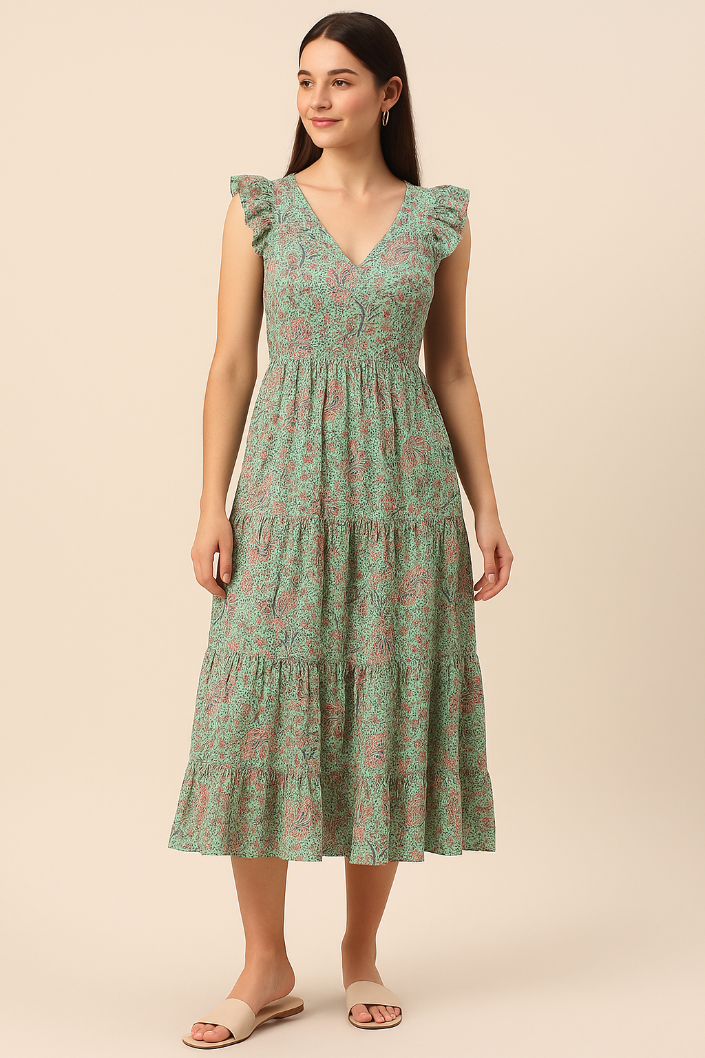 Tiny Western Leaves With Flower Digital Printed Fabric - Pure Cotton