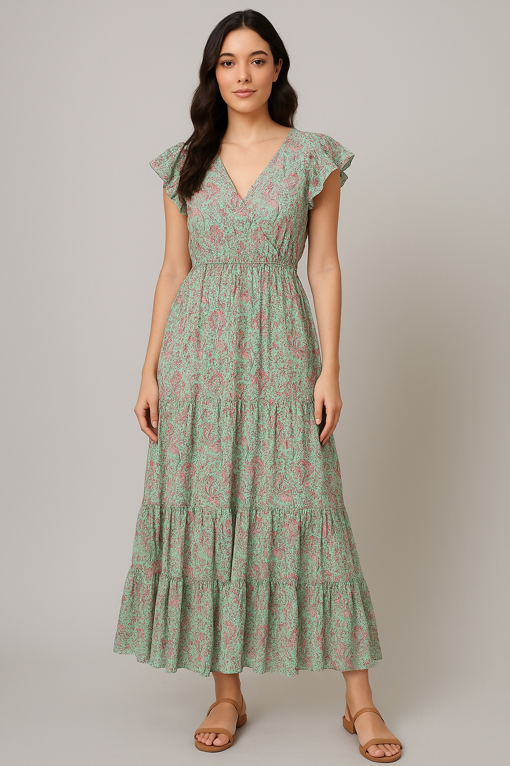 Tiny Western Leaves With Flower Digital Printed Fabric - Pure Cotton