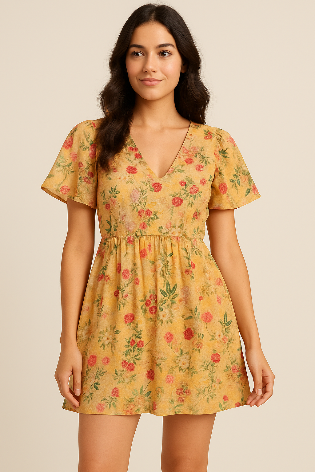 White Lily With Cherry Blossom Floral Flower Digital Printed Fabric - Pure Cotton