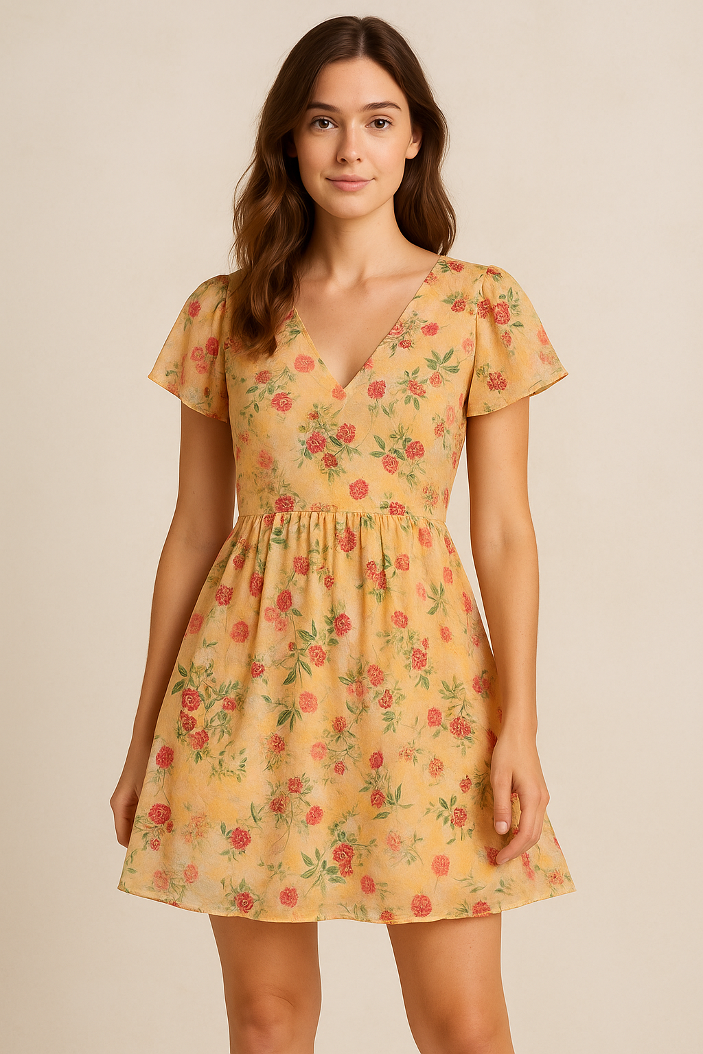 White Lily With Cherry Blossom Floral Flower Digital Printed Fabric - Pure Cotton