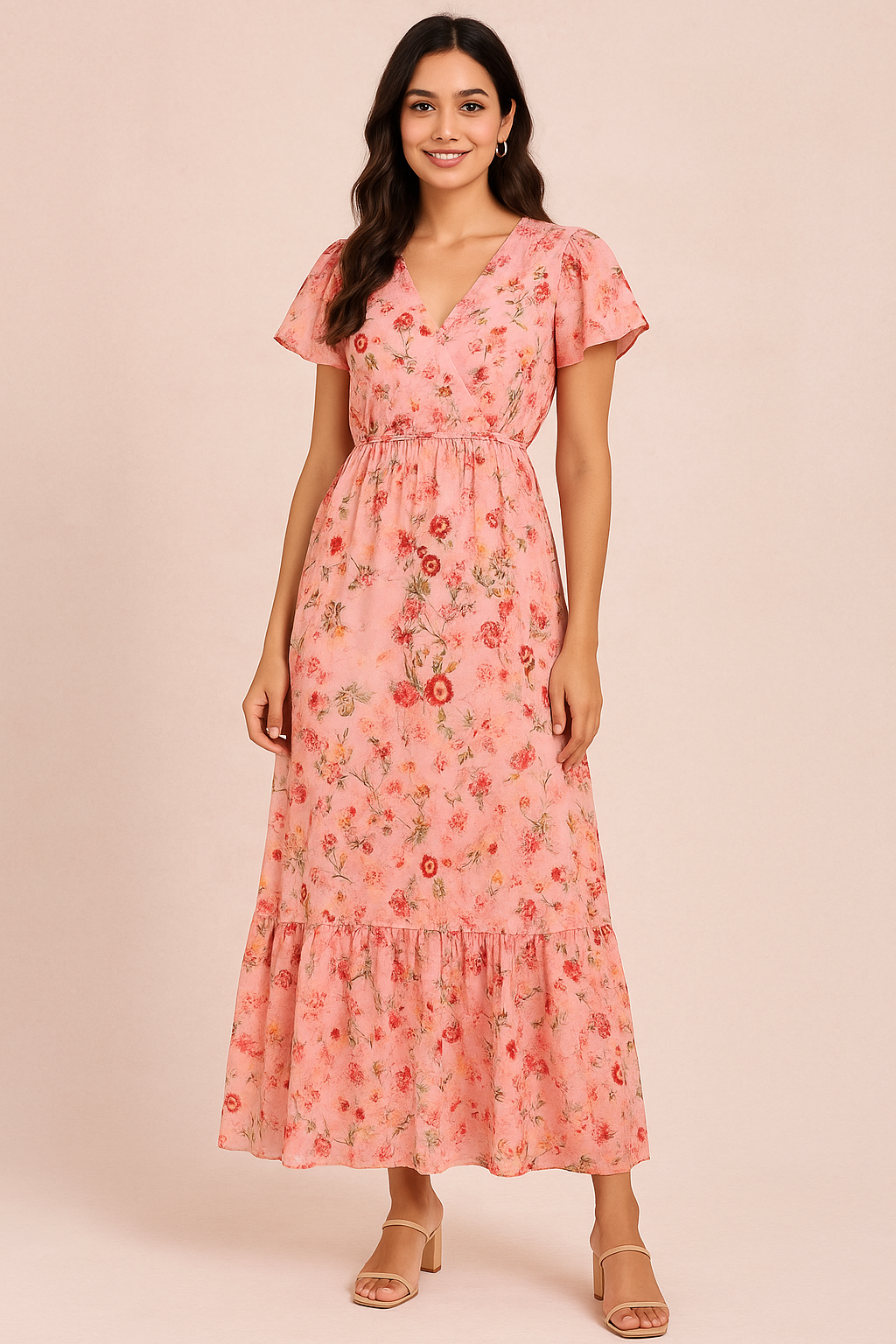 Multicolour Sunflower With Green Leaves Digital Printed Fabric - Pure Cotton