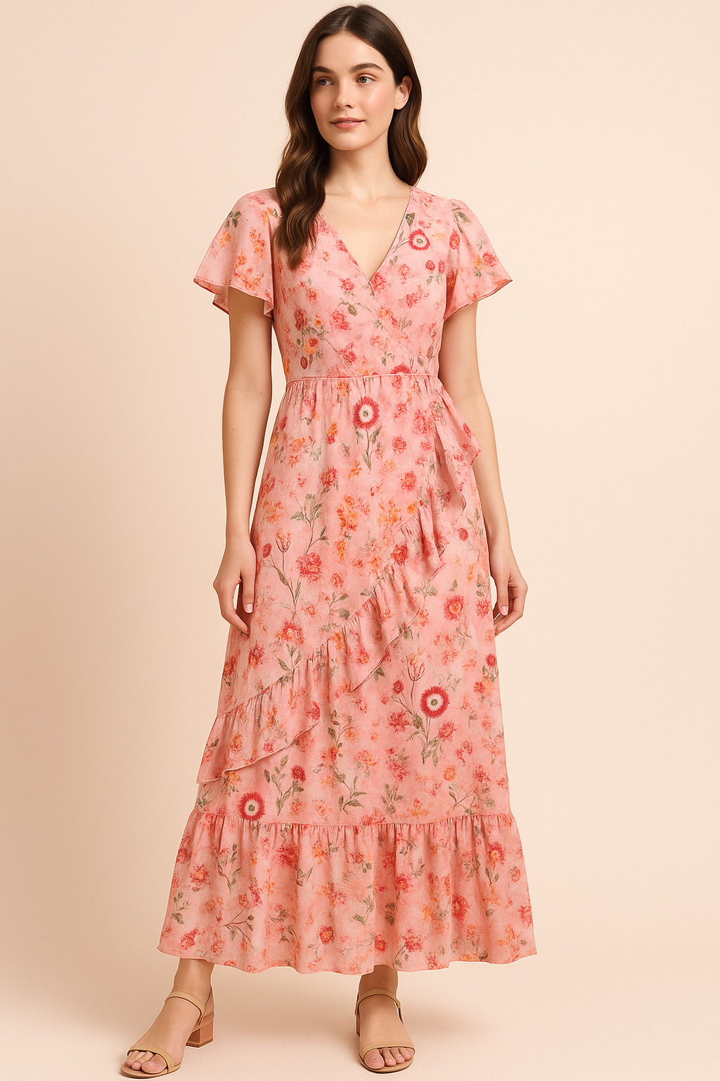 Multicolour Sunflower With Green Leaves Digital Printed Fabric - Pure Cotton